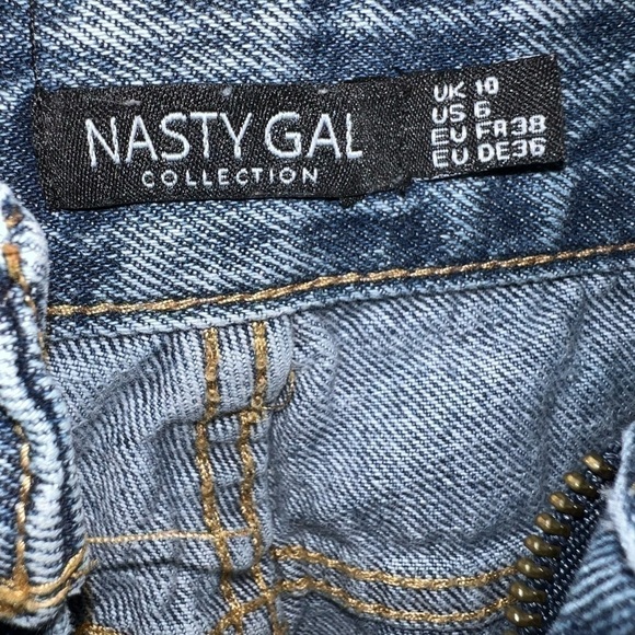 Nasty Gal Jeans Mid Rise Reg 6 Pants Distressed Blue Acid Wash Denim Street Y2K - Picture 4 of 5